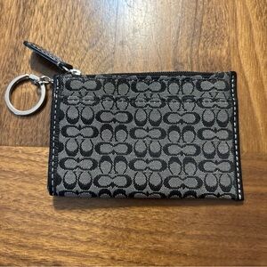 Coach Black and Gray Patterned Keychain Wallet